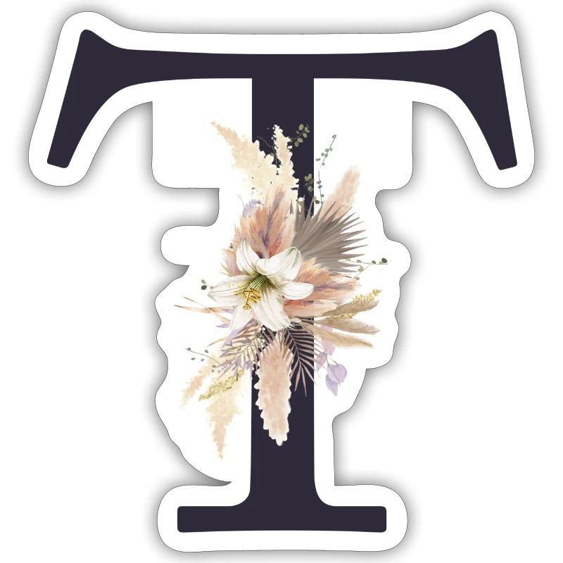 Customizable Monogram T Floral