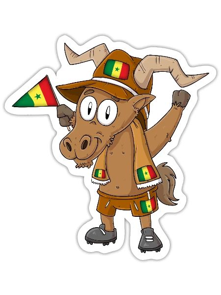 Sénégal Capricorne Fan - Sticker taille S (10 x 10 cm) - blanc mat - Devant