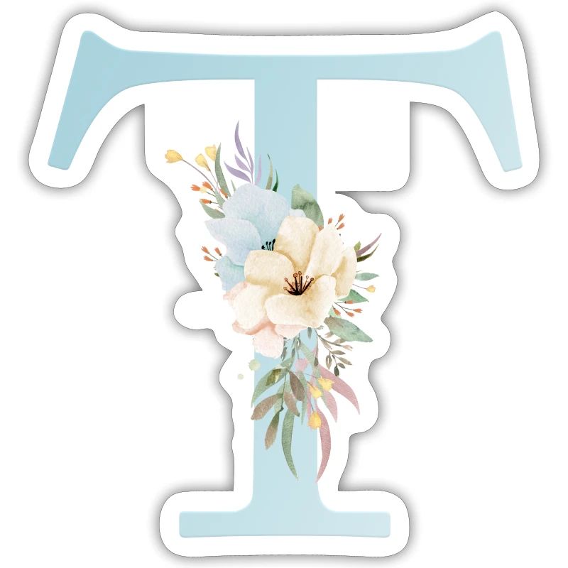 Customizable Monogram T Floral