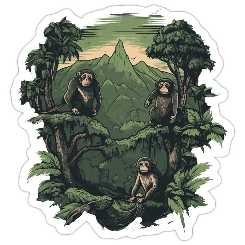 Monkey Monkey Jungle Nature Palm Trees Monkey Mountains Forest