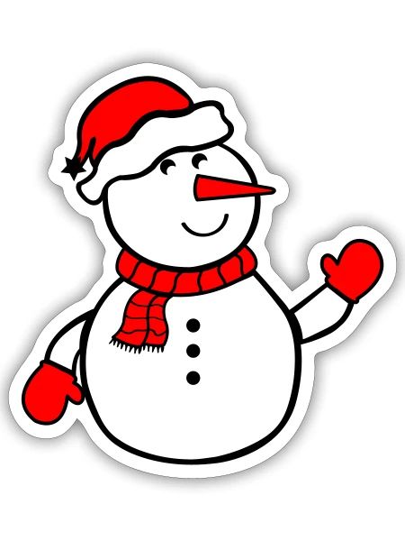 bonhomme de neige - Sticker taille S (10 x 10 cm) - blanc mat - Devant