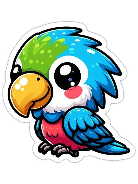 Papagei - Sticker Größe S (10 x 10 cm) - Mattweiß - Vorne