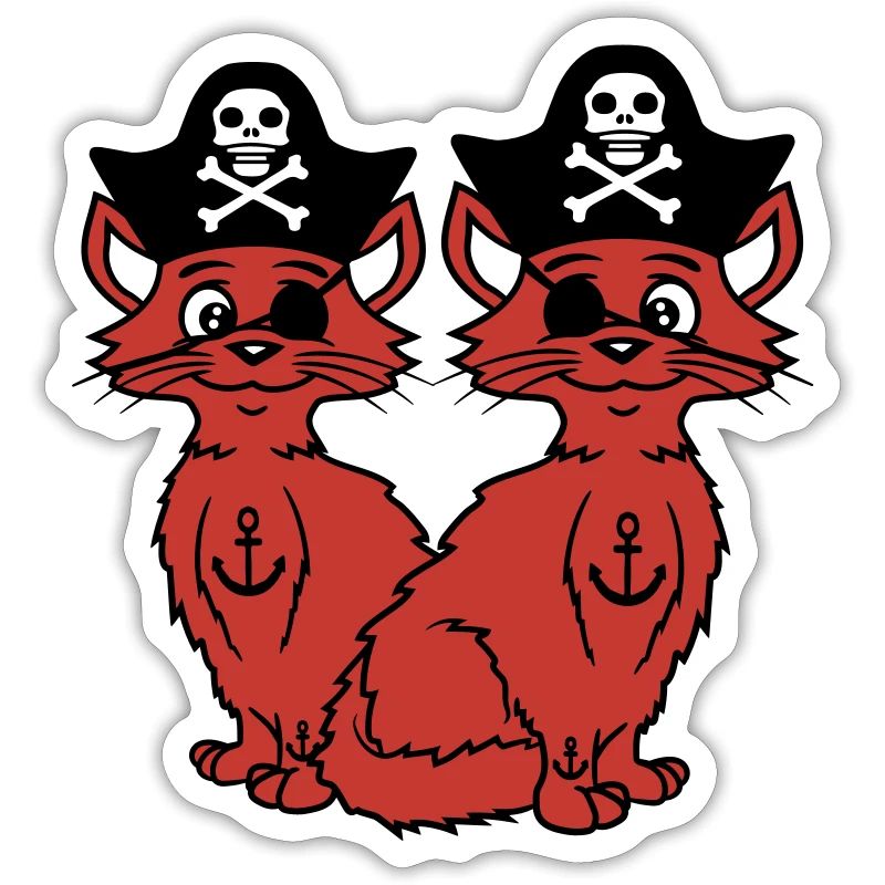 2 Pirate Cats Sabre Buccaneer Eye Patch Team