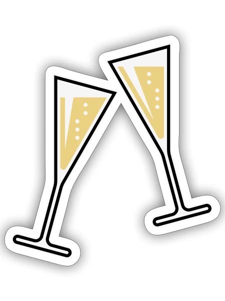 2 verres à (vin mousseux / entonnoir / fermé / 3C) - Sticker taille S (10 x 10 cm) - blanc mat - Devant