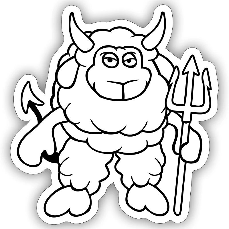 Sheep Devil Satan Hell Evil Trident Horns Cool