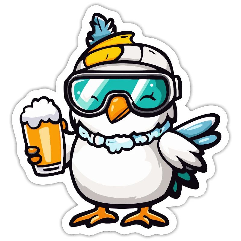 Taube Vogel Apres Ski Bier Comic