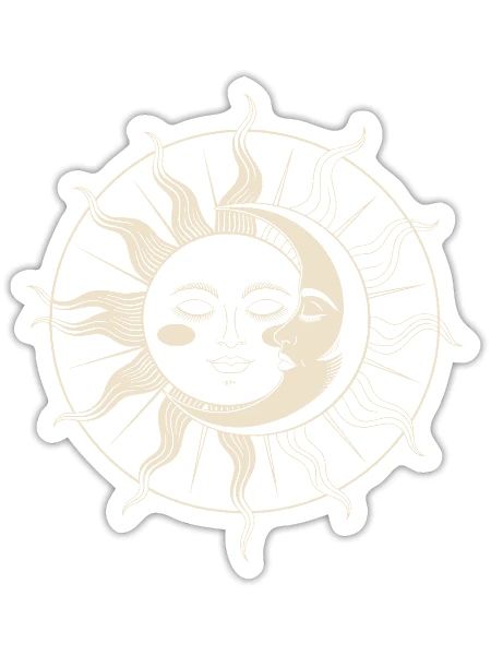Sonne trifft Mond: Himmlische Harmonie - Sticker Größe S (10 x 10 cm) - Mattweiß - Vorne