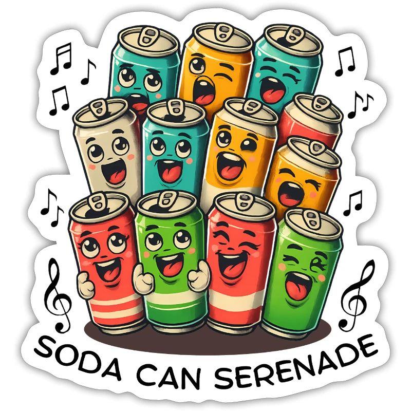 Cartoon Soda Cans With Faces Serenade