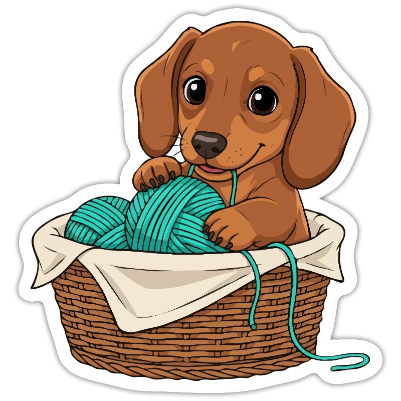 Chiot teckel dans un panier