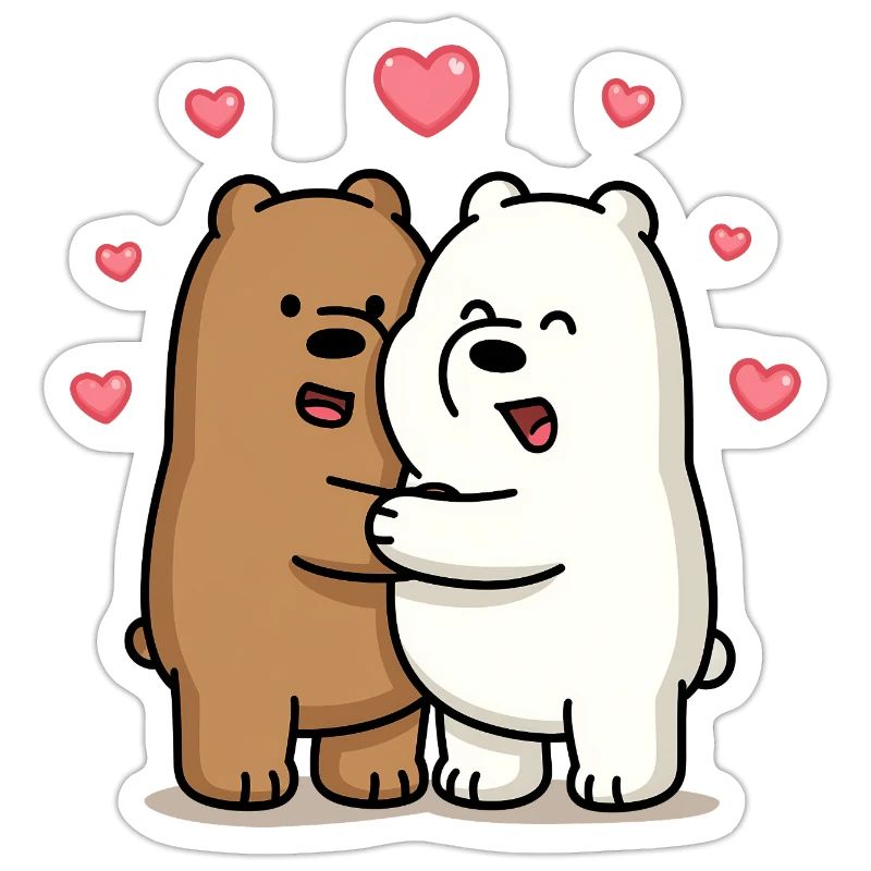 Hugging bears with hearts