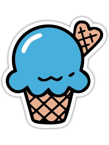 Blaue Eiscreme Waffel Icon - Sticker Größe S (10 x 10 cm) - Mattweiß - Vorne