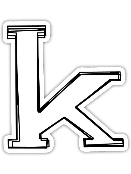 Kleinbuchstabe k handgezeichnet - Sticker Größe S (10 x 10 cm) - Mattweiß - Vorne