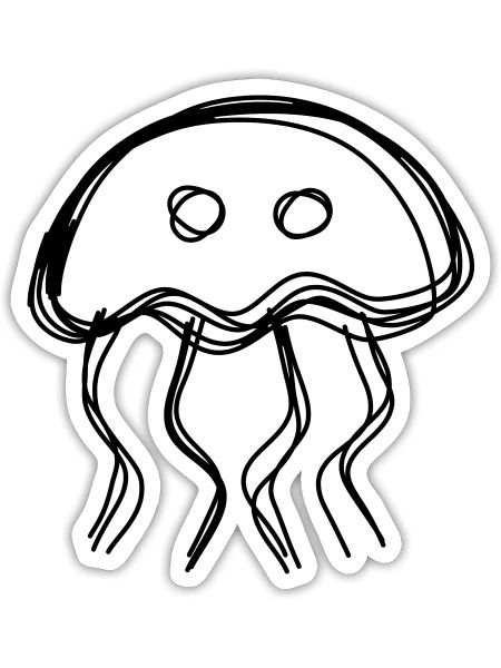 Qualle handgezeichnet - Sticker Größe S (10 x 10 cm) - Mattweiß - Vorne