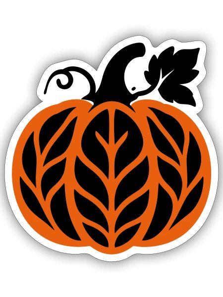 Kuerbis Herbstlaub Icon - Sticker Größe S (10 x 10 cm) - Mattweiß - Vorne