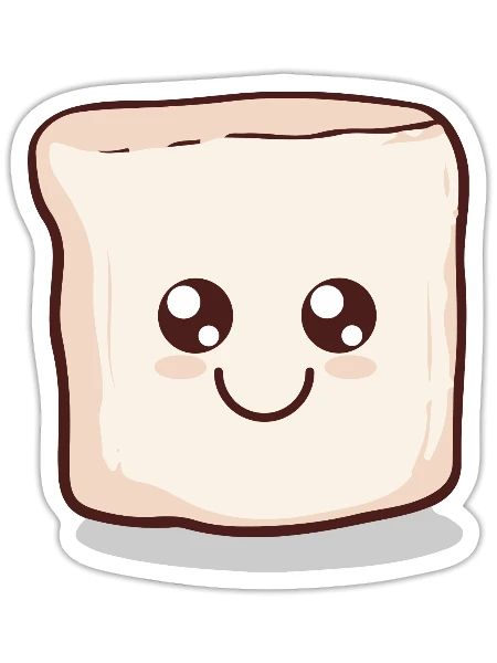 Kawaii Marshmallow | S'more | Camping - Sticker Größe S (10 x 10 cm) - Mattweiß - Vorne