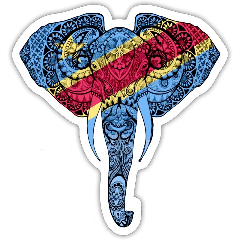 Congo Flag Elephant - Support Congo