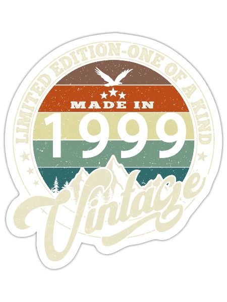 Vintage 1999 Best of 1999 - 26 Year Old Birthday - Sticker size S (10 x 10 cm) - white matte - Front
