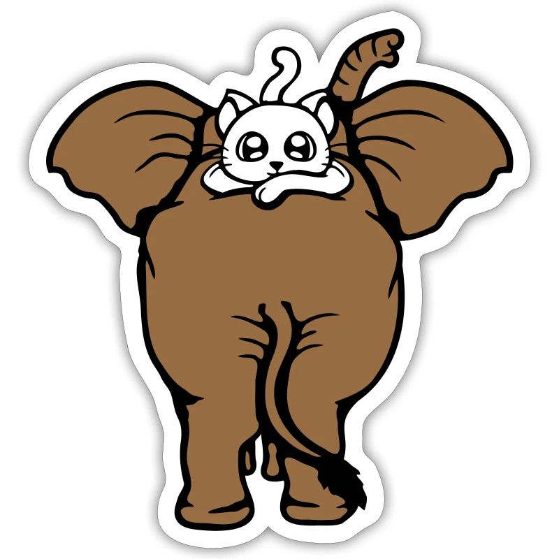 Chat Éléphant Équipe de marche Couché 2 Amis Mignon