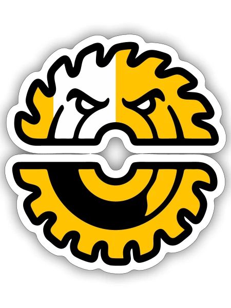 Circular Saw Mascot Logo - Sticker size S (10 x 10 cm) - white matte - Front