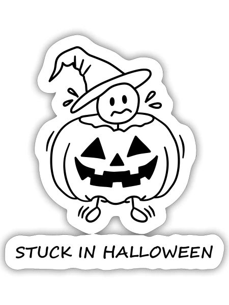 Stuck In Halloween - Sticker Größe S (10 x 10 cm) - Mattweiß - Vorne