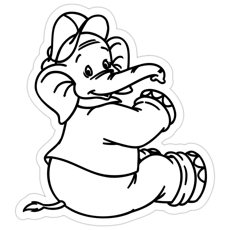 Benjamin Blümchen sitzt Line-Art