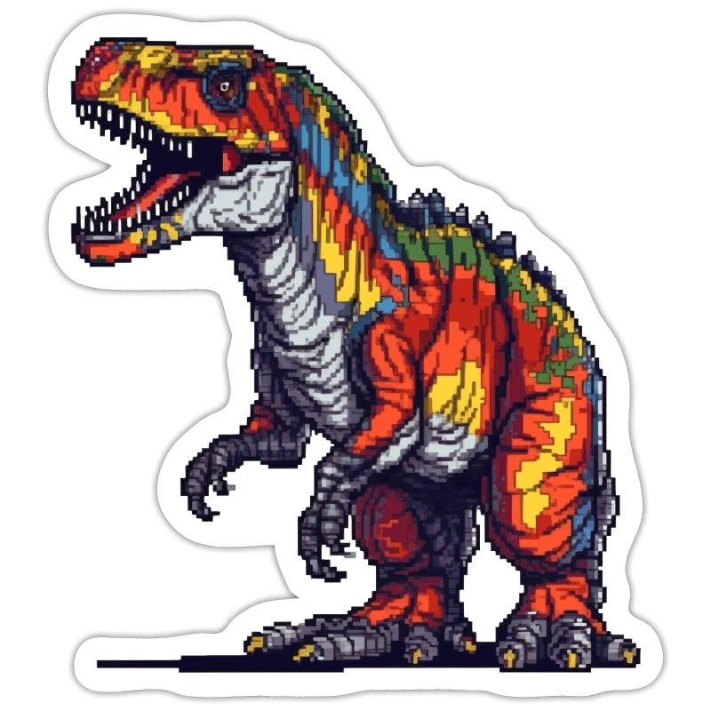 Dino in retro pixel graphics 8-bit or 16-bit