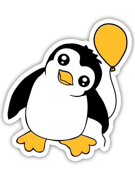 Pingouin ballon mignon, motif enfant mignon - Sticker taille S (10 x 10 cm) - blanc mat - Devant