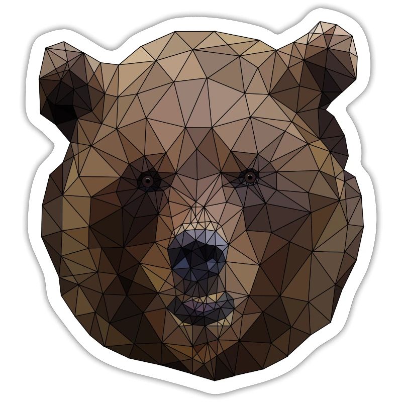 Polygonal Brown Bear Triangular Low Poly Art