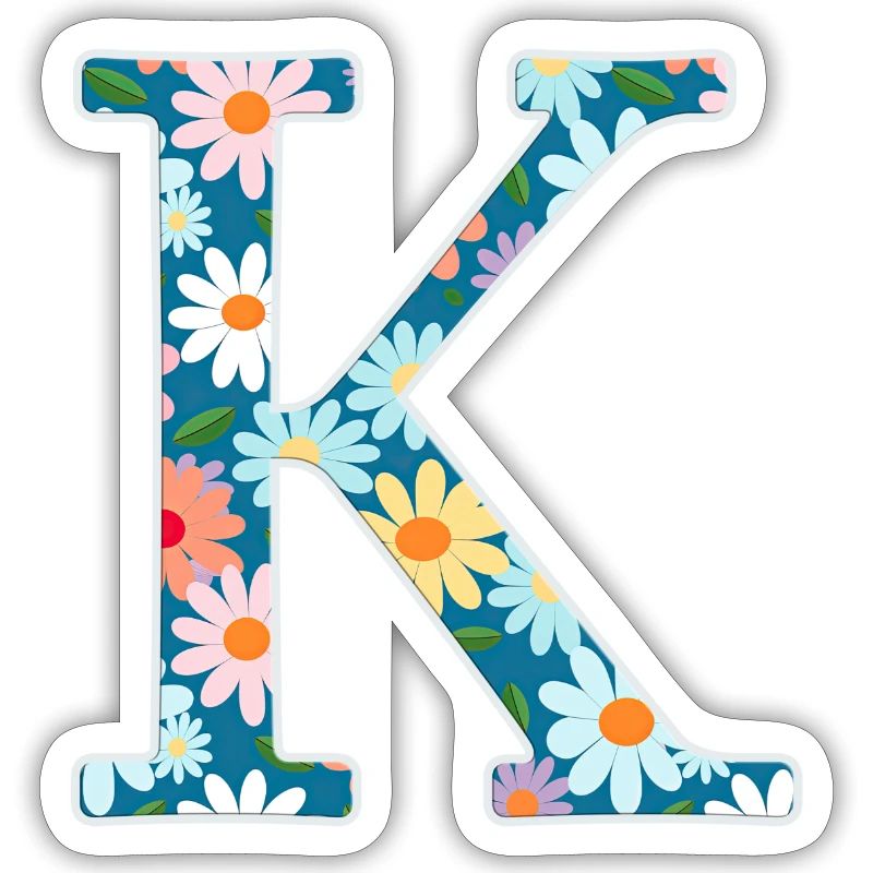 Customizable Monogram K Floral Pattern