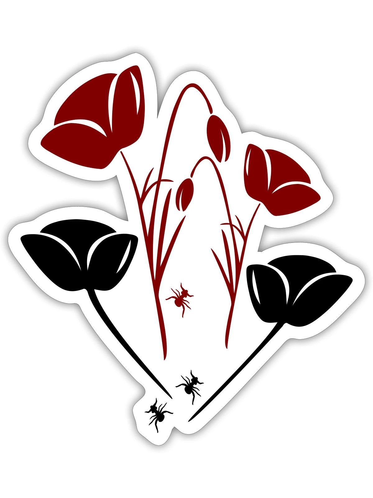 Tulpen mit Ameisen - Sticker Größe S (10 x 10 cm) - Mattweiß - Vorne