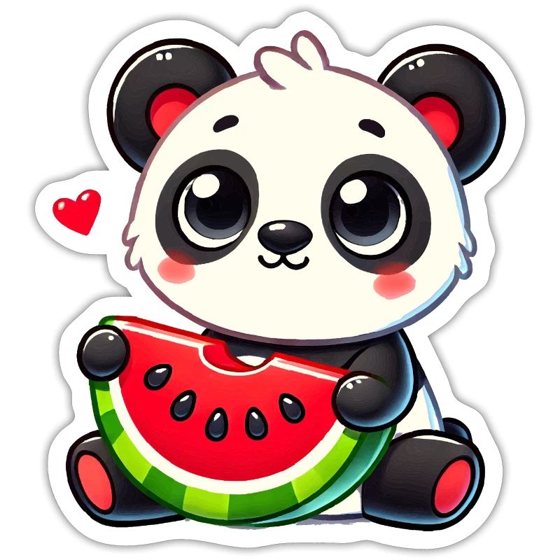 L’adorable panda déguste un morceau de pastèque