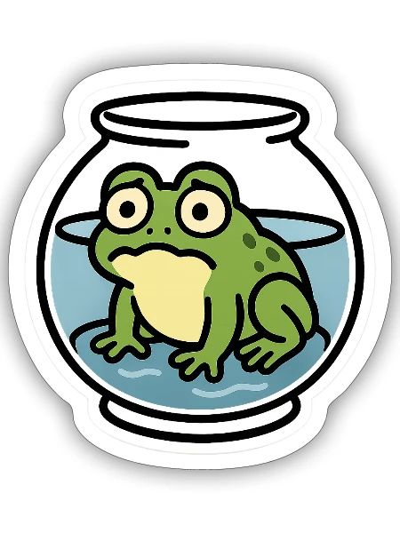 Frog in a Bowl - Sticker size S (10 x 10 cm) - white matte - Front
