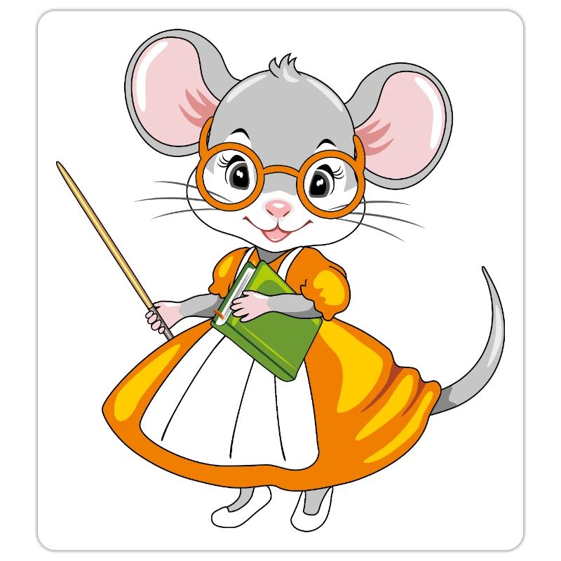 Smart mouse teacher with a pointer and a book
