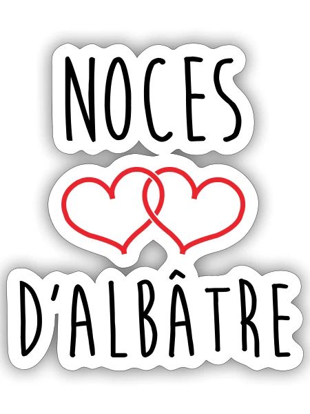 noces d'Albâtre 75 ans de mariage - Sticker taille S (10 x 10 cm) - blanc mat - Devant