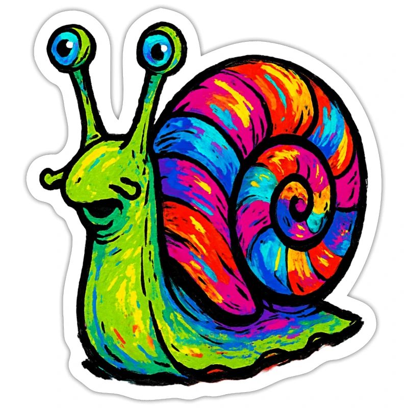 Rainbow Multicolor Psychedelic Snail