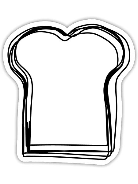 Brotscheibe handgezeichnet - Sticker Größe S (10 x 10 cm) - Mattweiß - Vorne