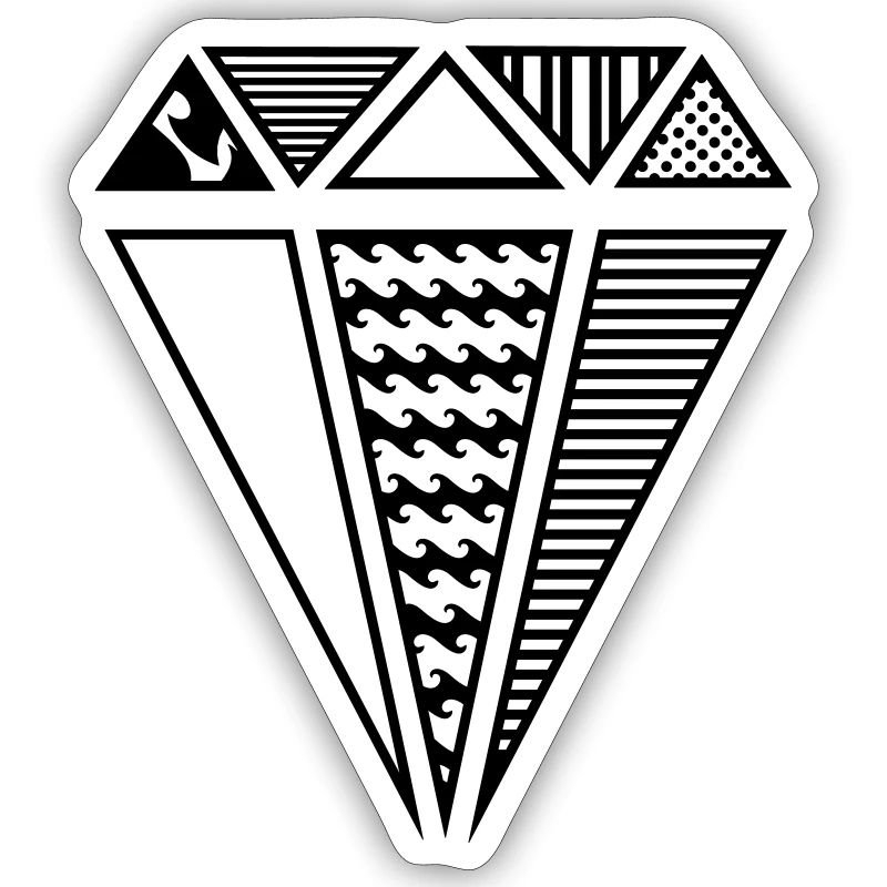A shape of a diamond with different patterns