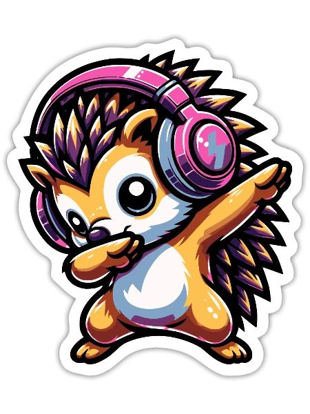 Dabbing Igel - Sticker Größe S (10 x 10 cm) - Mattweiß - Vorne