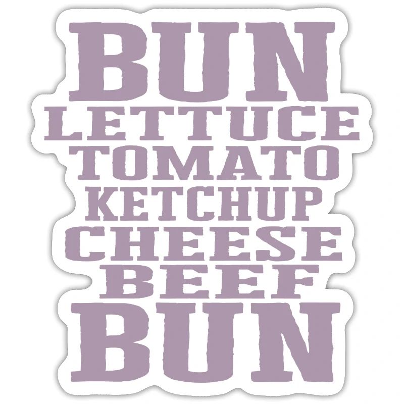 Burger Ingredients Typography Cheeseburger Construction