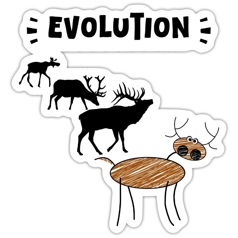 Die Evolution der Hirsche – Lustige Stadien der Evolution.