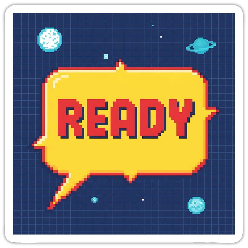 Ready Pixel Speech Bubble in Space