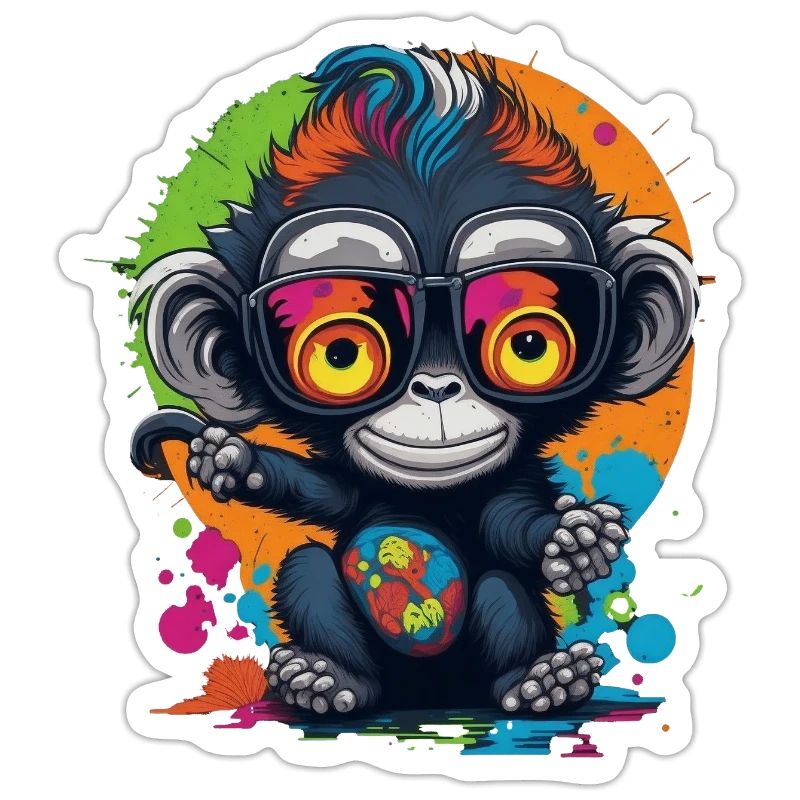 Neon Spectacled Monkey Splash - Monkey - Monkey