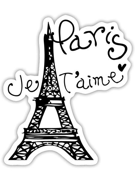 Paris Je T'aime Tour Eiffel - Sticker taille S (10 x 10 cm) - blanc mat - Devant