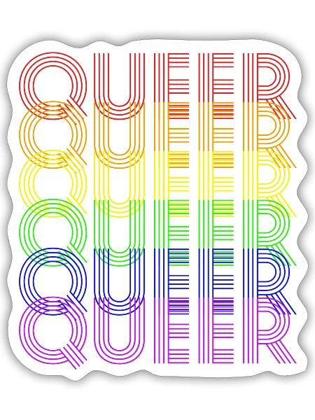 arc-en-ciel queer - Sticker taille S (10 x 10 cm) - blanc mat - Devant