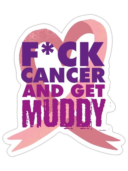 Breast Cancer Run Muddy Run Chemise - Sticker taille S (10 x 10 cm) - blanc mat - Devant