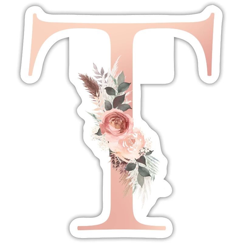 Personalisierbar Monogramm T Blumen Boho