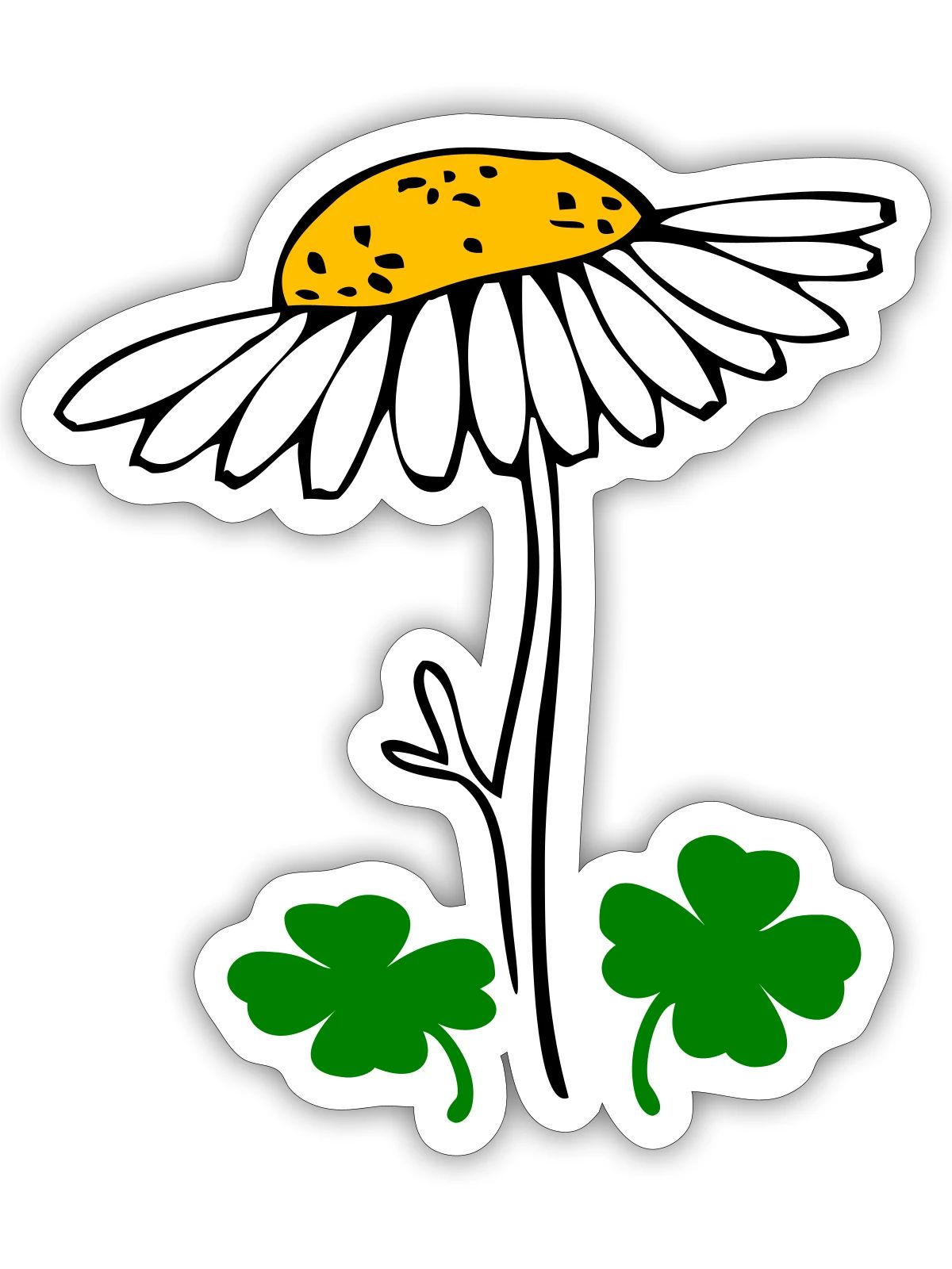 Glücksklee, Kamillenblüte - Sticker Größe S (10 x 10 cm) - Mattweiß - Vorne