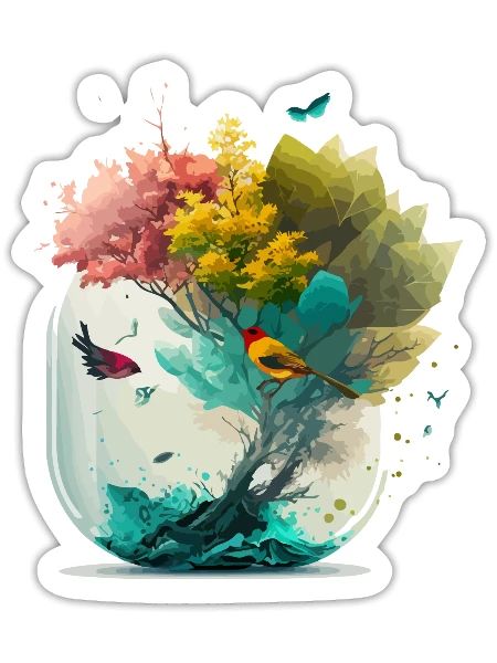 The miniature forest - Sticker size S (10 x 10 cm) - white matte - Front