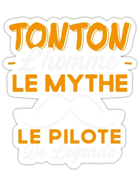 Tonton Le Pilote De Légende Cadeau Voiture Humour - Sticker taille S (10 x 10 cm) - blanc mat - Devant