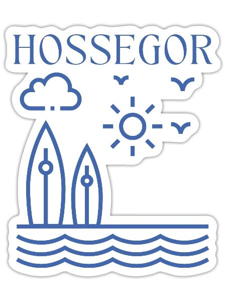 HOSSEGOR Coastal Surf Scene - Sticker size S (10 x 10 cm) - white matte - Front